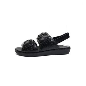 FitFlop Back Strap Sandals Women 7 Black Croc Embossed Comfort Buckle